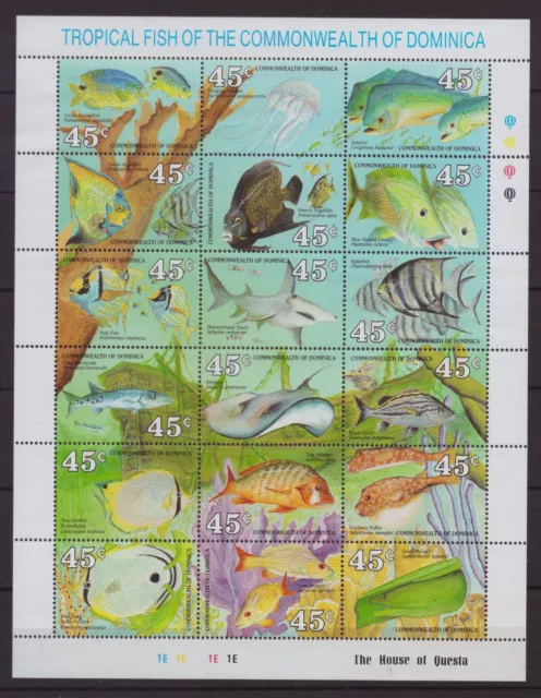 DOMINICA 1990 Meerestiere Mi. 1292-09 im Bogen **/MNH