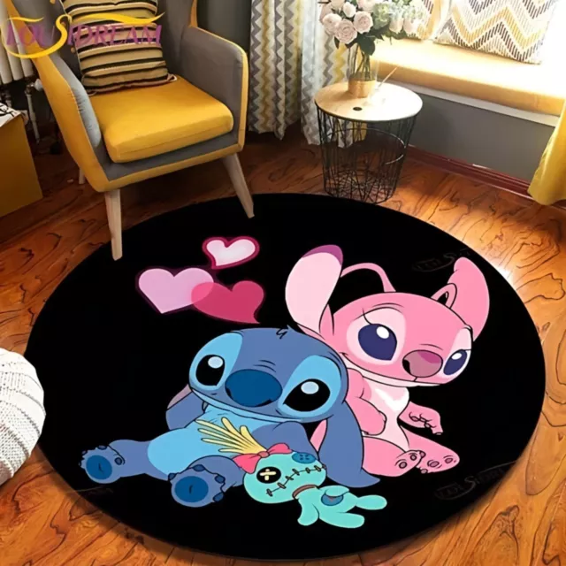 Girls Lilo Stitch Angel 3D Bedroom Carpet Anti-Slip Rugs Doormat Floor Mats Gift