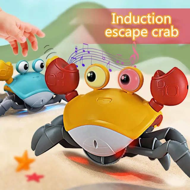 Electric Music Crawling Crab Baby Toy LED Light Up Kids Toddler Interactive Toys