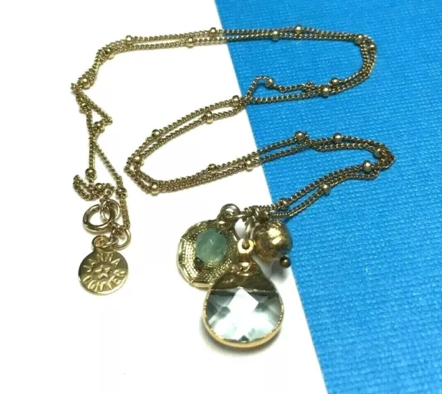 New JANNA CONNER 14k GF Aquamarine Blue & Green Seashell Charm NECKLACE AA45E 2