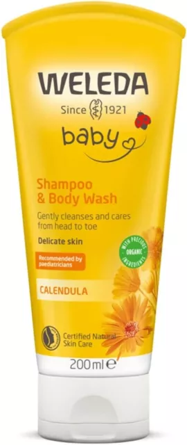 Weleda Baby Calendula Shampoo and Body Wash, 200 ml Pack of 1
