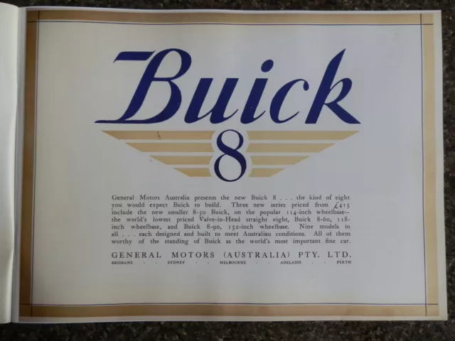 1931 Buick Sales  Brochure  ''Rhd Gmh Australian Version'' 2