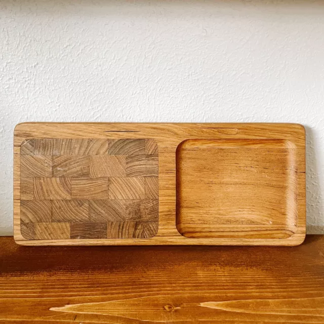 Vintage KALMAR Teak Wood Rectangle Cheese Cutting Board Serving Tray Mid Century