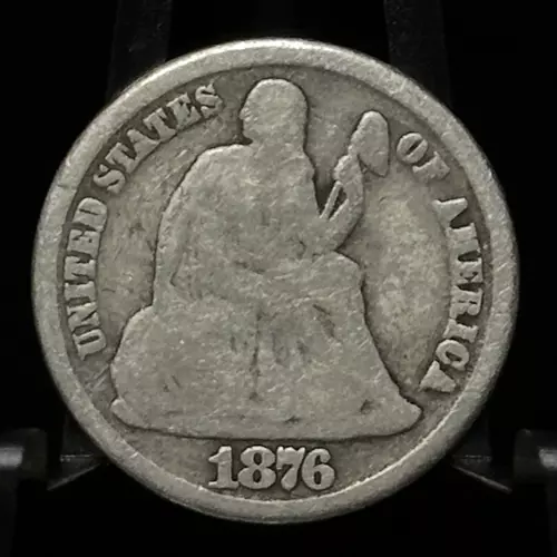 1876 CC - Liberty Seated Silver Ten Cents 10C Dime Coin - 1