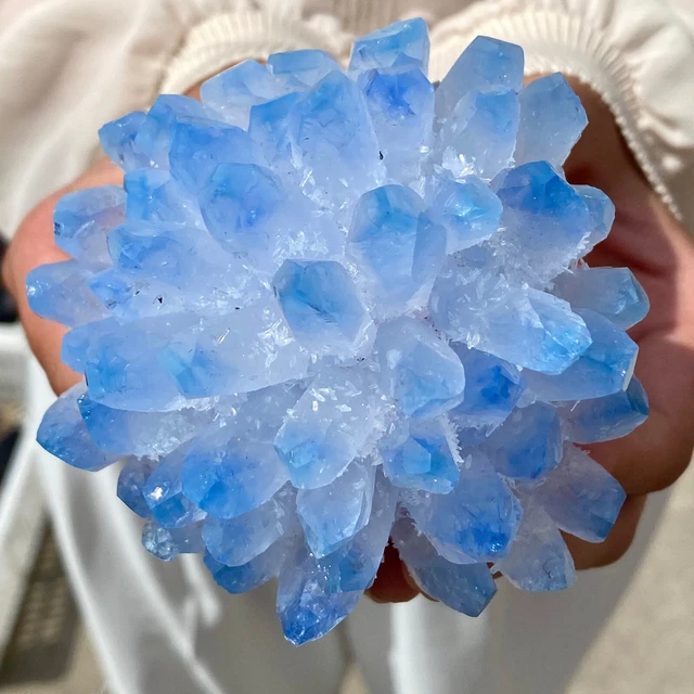 496G New Find BLUE Phantom Quartz Crystal Cluster Mineral Specimen Healing 2