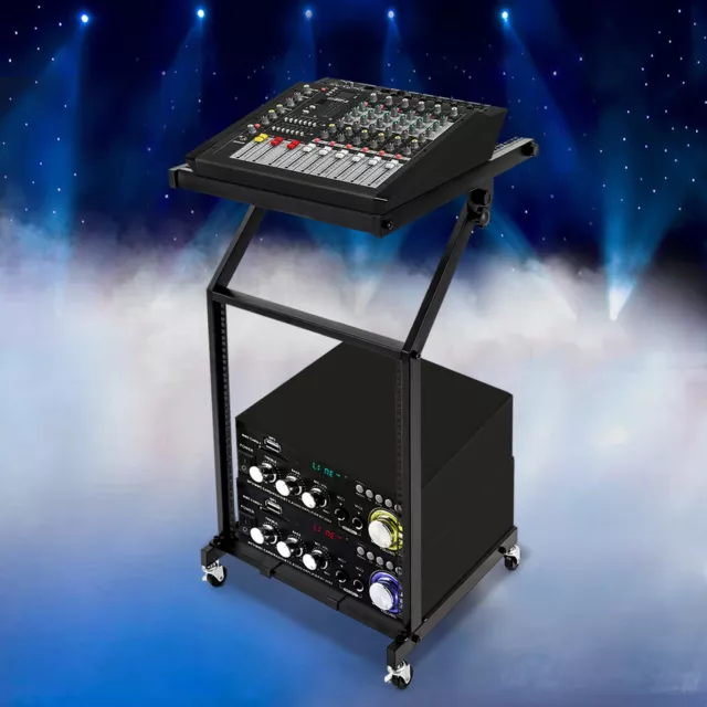9U12U/16U Rack Mount Mixer Case Stand Studio Equipment Cart Stage Amp DJ Rolling