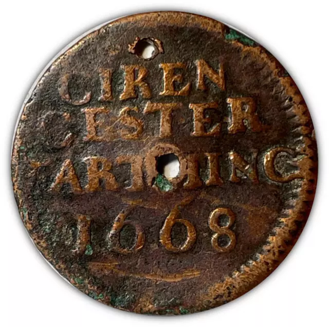 1668 Cirencester Farthing Token Great Britain  Almost Good AG Coin #1621