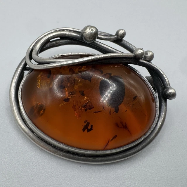 Broche Vintage Flam En Argent - Made In France - Bijou Ancien élégant