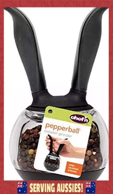 Pepper Ball Grinder, Black/Clear 15 x 7.5 x 7.5 cm AU