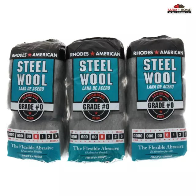 (3) Rhodes American Steel Wool Grade #0 ~ NEW