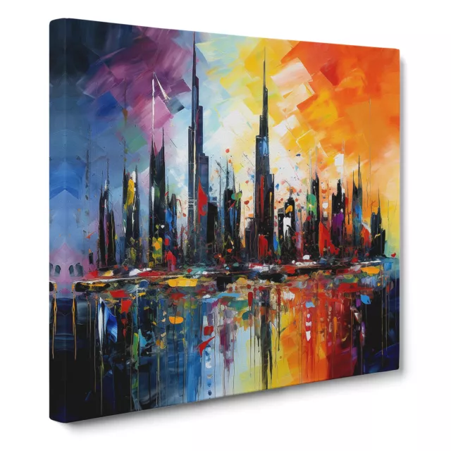 City Of Dubai Abstract Expressionism Canvas Wall Art Print Framed Picture Lounge