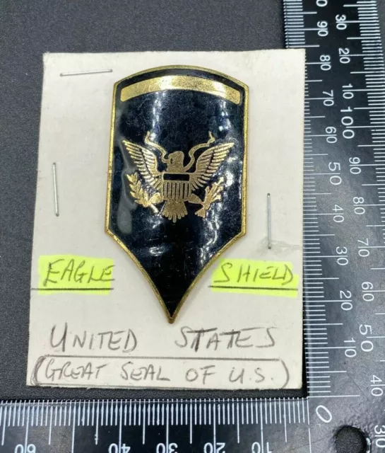 Brass & Black Enamel USA Eagle - Great Seal - Epaulette / Badge / Pin
