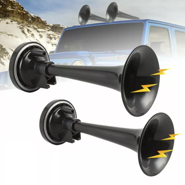 2 pz corno ad aria nero doppia tromba pompa aria corno ad aria tubo auto camion treno barca */t