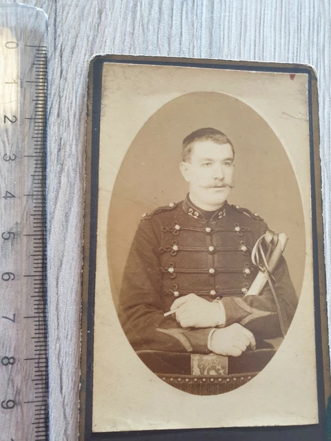 CDV Foto Soldat Militaria Uniform 22. Regiment Blankwaffe Offizier 038