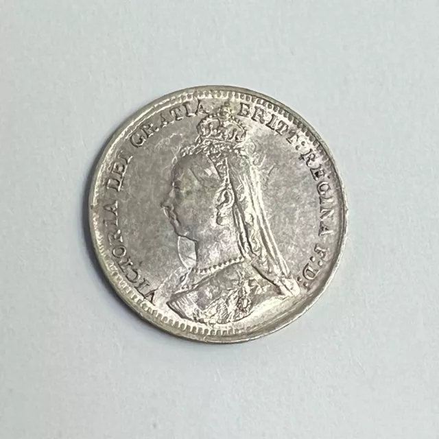 1891 Great Britain 3 Pence Silver, Victoria, KM#758, XF+