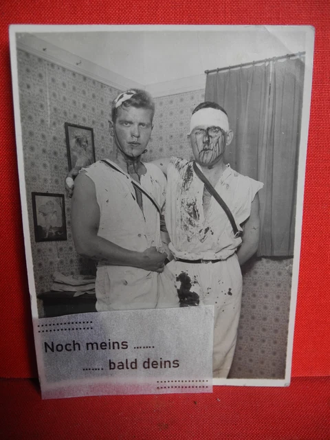 Studentika original Foto mit Mensur und Schmiss - Verletzung Studentenfoto