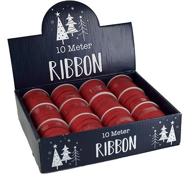 10m Roll Of Red Glitter Ribbon by north pole