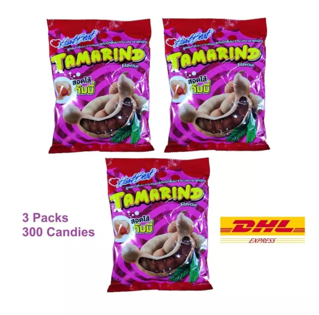 300 Candies Heartbeat New Tamarind Flavor Assorted Candy 300g, 100 Tabs / Packs