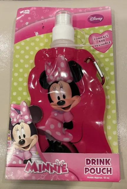Disney Minnie Mouse 12 oz. Bolsa de bebidas con clip mosquetón compacta y reutilizable