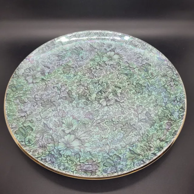 Rare Royal Winton Grimwades Turquoise Purple Lustre Floral 10" Plate