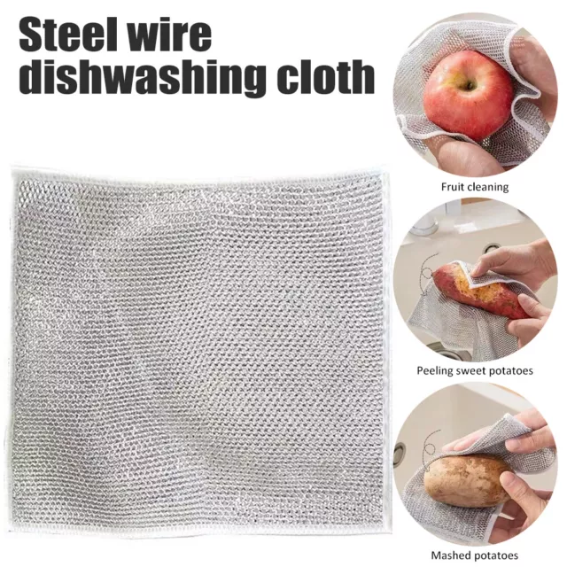 MULTI-PURPOSE WIRE DISHWASHING Cloth with Crevice Brush Non-Scratch for Wet  Dry $11.54 - PicClick AU