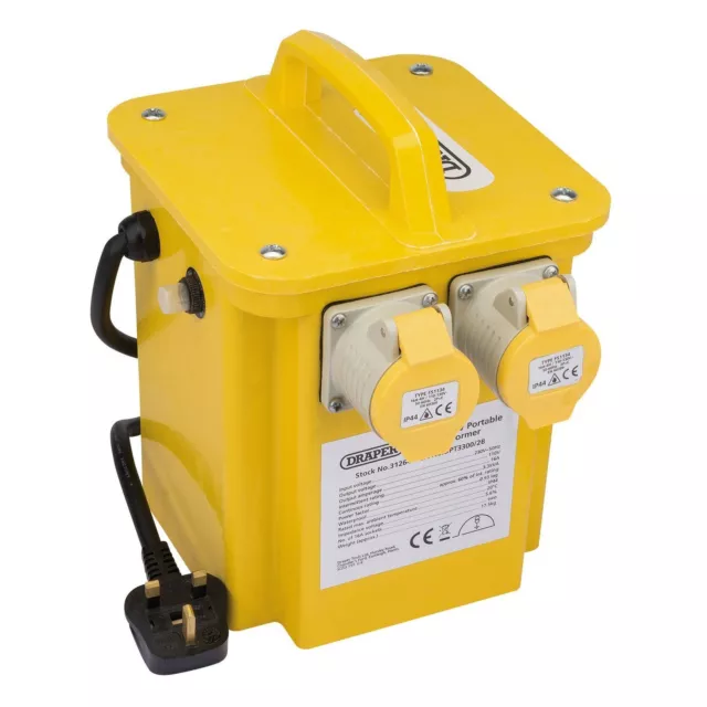 1x Draper 3.3Kva 230V To 110V Portable Site Transformer - 31264 2