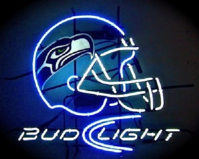 Seattle Seahawks Helmet Neon Sign 20"x16" Lamp Bar Light Beer Glass Display Z451