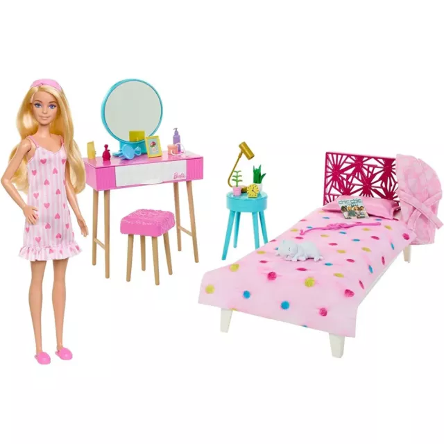 Barbie Bedroom Playset with Doll and 20+ Accessories New Version Mattel