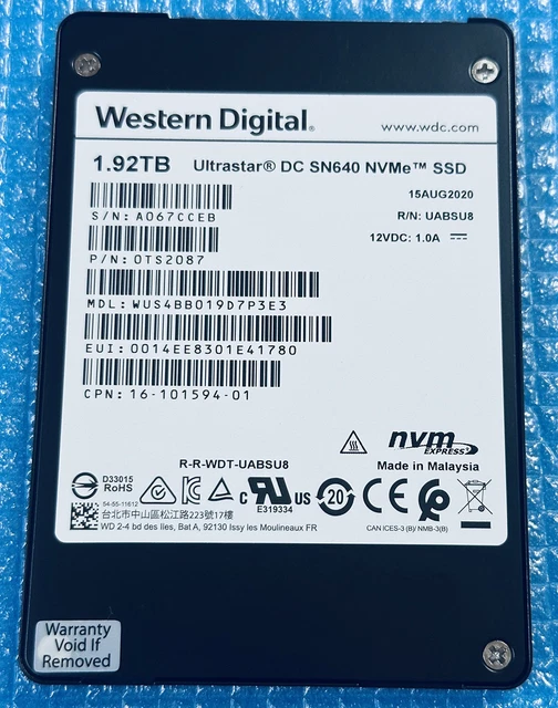 Dc Sn650 Wd Ultrastar Dc Sn640 Dc Sn840 Western Digital Sn640 WD