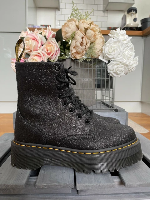 DR MARTENS JADON noir pailleté plateforme double semelle bottes