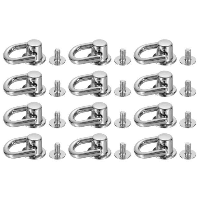 12 Pieces Ball Post Head Button Studs with D Ring, 12mm Screw Rivets, Silver