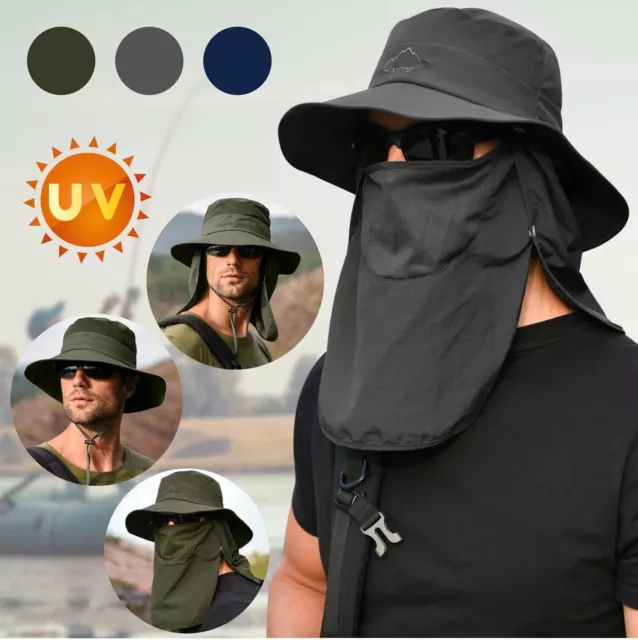 Wide Brim Sun Hat cap with Neck Flap UV Sun Protective Beach Fishing Hiking Hat 2