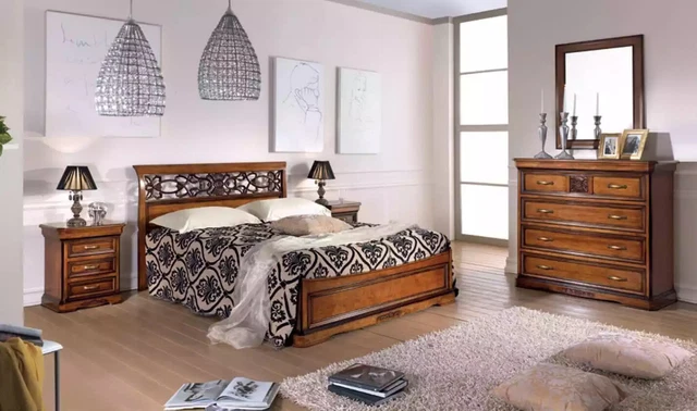 Complet Chambre à Coucher Set Lit 2x Nachttische 5 Parties Luxe Design