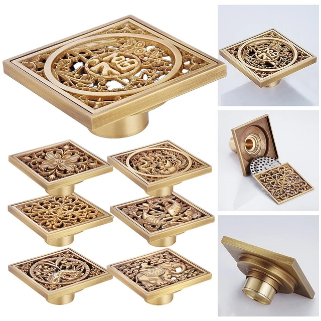 Drain De Douche Carré Signature Hardware Carmen - 6 Pouces - Laiton Poli - NEUF EN BOÎTE