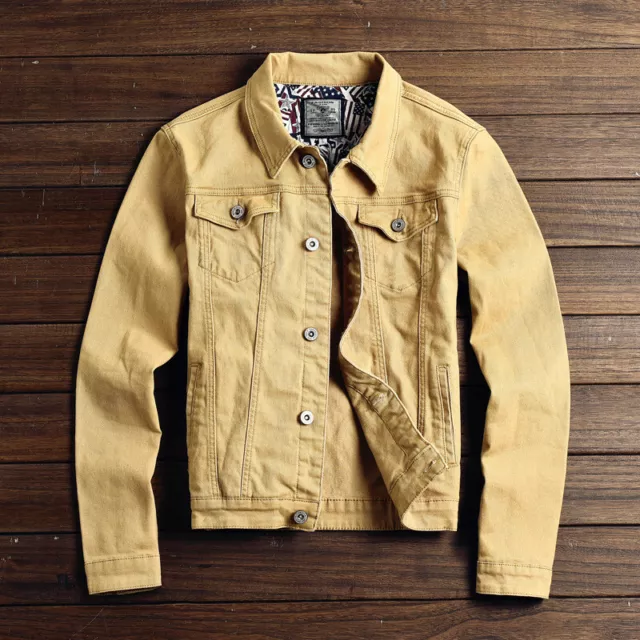 Mens Denim Jeans Jacket Cotton Casual Jacket Coat Trucker Button Classic Western