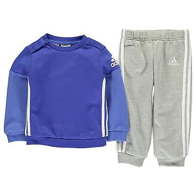 adidas Sport Logo Jogger Infant Baby Toddler Kids Boys Tracksuit Set Grey/ Blue