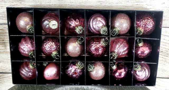 Pink Kugel Style Glass Christmas Ornaments 2" Decor Shabby Chic Victorian 18 Pc