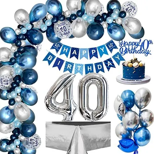 DECORATION ANNIVERSAIRE 40 Ans Homme 40e Ballon Anniversaire Bleu