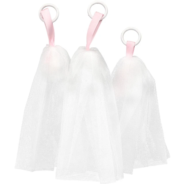 3 piezas Soporte de malla de jabón Bolsa ahorradora de baño Loofah Fabricante de espuma facial