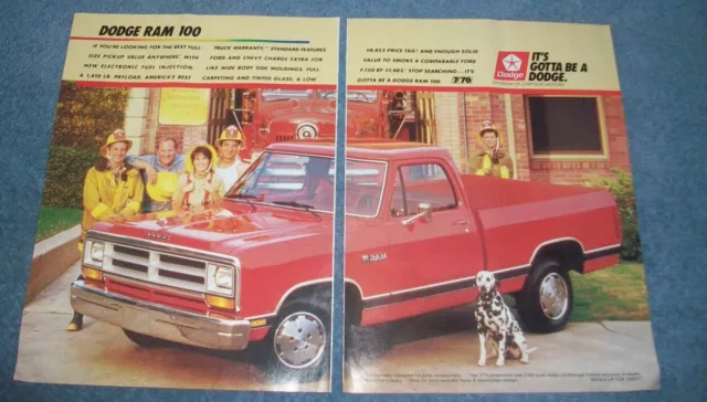 1988 Dodge Ram 100 Pickup Vintage 2pg Ad "If You're Looking For The Best..."