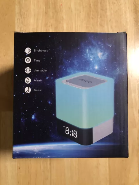 Alarm Clock Bluetooth Speaker Night Light Color Changing Touch Sensor NEW