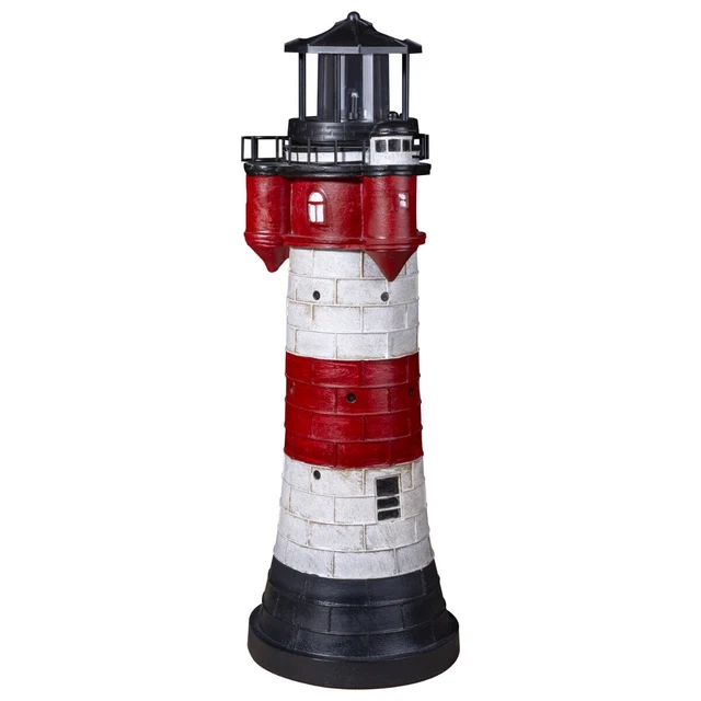 Leuchtturm Roter Sand Solar Leuchtturm 50 cm Maritime Deko LED Blink-Beleuchtung