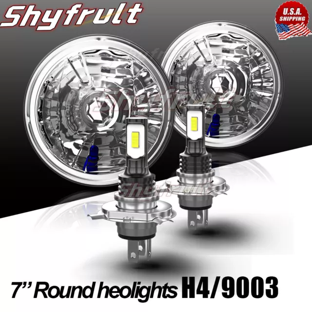 Fit for Kenworth T2000 Semi-truck 7Inch Round LED Halo Projector Headlights Pair