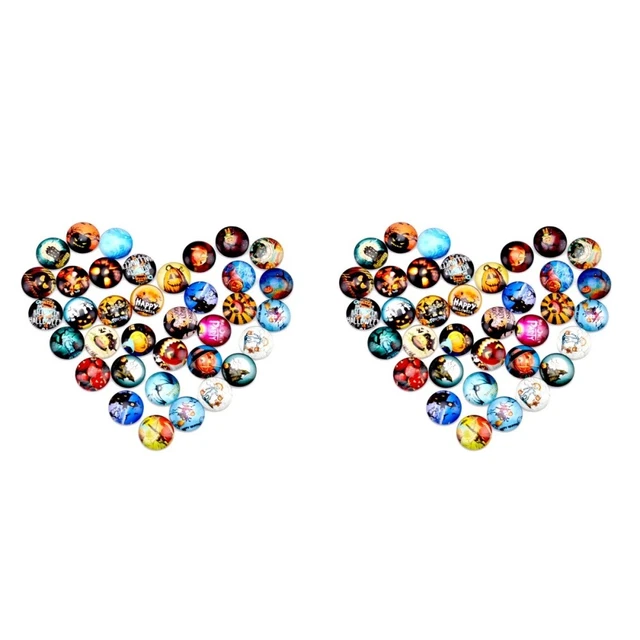 2x Glas Dome Halbe Runde Flatback Mosaik Gedruckt Glas Dome Cabochons