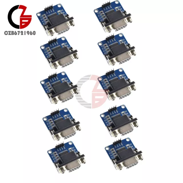 10Pcs 3V-5V MAX3232 RS232 Serial Port To TTL Converter Module Female DB9 TX RX