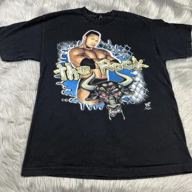 Vintage 1999 The Rock WWF Professional Hardcore Wrestler Black T Shirt