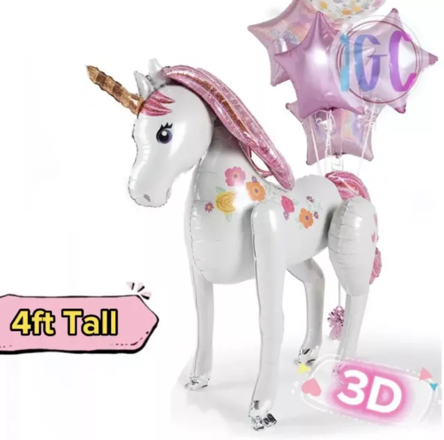 Giant 120cm 3D Unicorn Balloon Air Walker Girls Birthday Party Helium/Air Stand