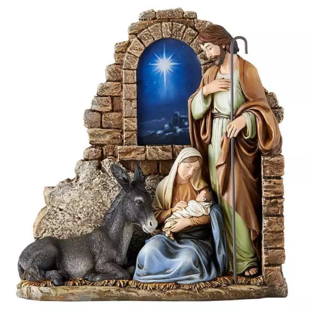 Holy Family Bethlehem Star Nativity Scene Figurine Christmas Home Decor 11.5 In