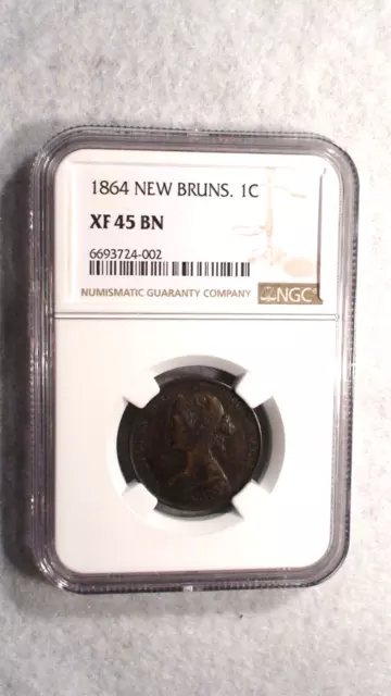 1864 Canada CENT NEW BRUNSWICK NGC XF45 BN 1C Coin PRICED TO SELL NOW!