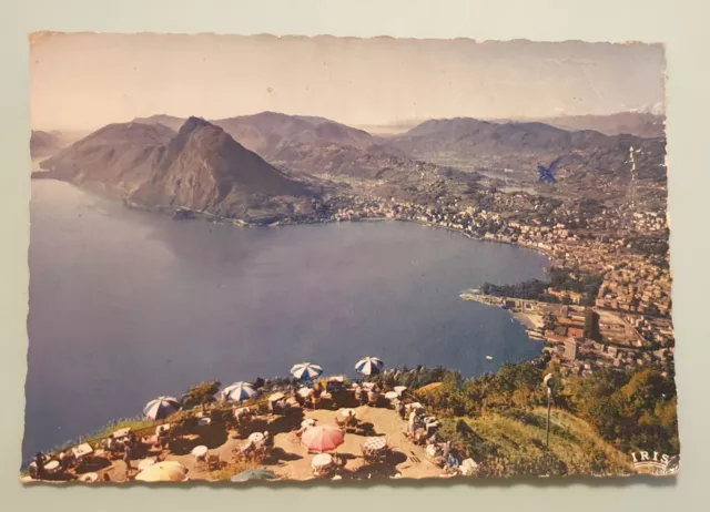 Cartolina Illustrata a colori viaggiata. Italia Anni 50. Lugano